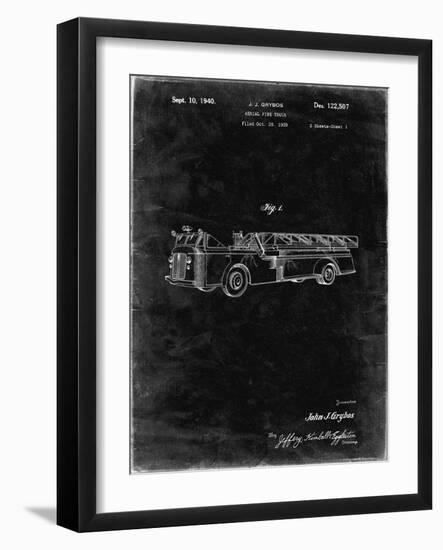 PP506-Black Grunge Firetruck 1940 Patent Poster-Cole Borders-Framed Giclee Print