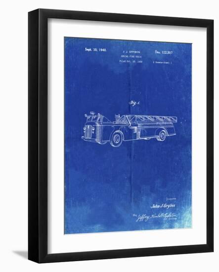 PP506-Faded Blueprint Firetruck 1940 Patent Poster-Cole Borders-Framed Giclee Print