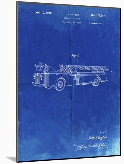 PP506-Faded Blueprint Firetruck 1940 Patent Poster-Cole Borders-Mounted Giclee Print