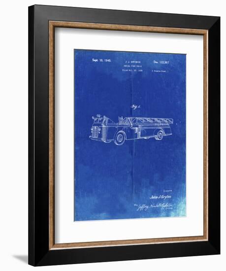 PP506-Faded Blueprint Firetruck 1940 Patent Poster-Cole Borders-Framed Giclee Print