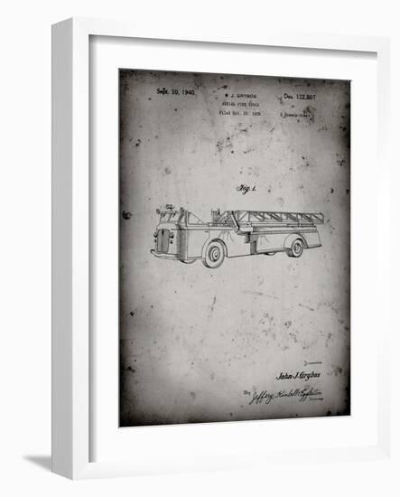 PP506-Faded Grey Firetruck 1940 Patent Poster-Cole Borders-Framed Giclee Print