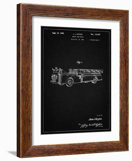 PP506-Vintage Black Firetruck 1940 Patent Poster-Cole Borders-Framed Giclee Print