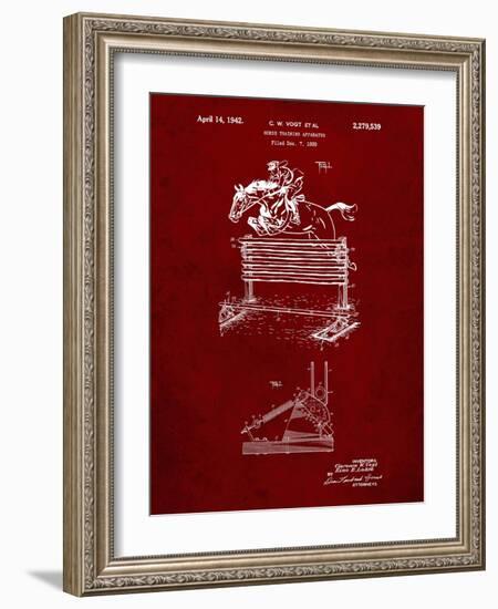 PP507-Burgundy Equestrian Training Oxer Patent Poster-Cole Borders-Framed Giclee Print