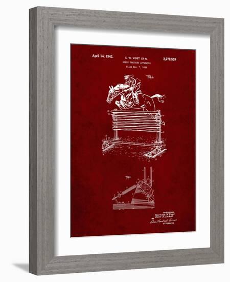PP507-Burgundy Equestrian Training Oxer Patent Poster-Cole Borders-Framed Giclee Print