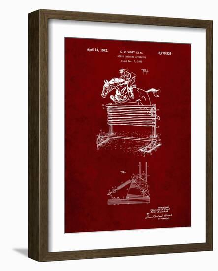 PP507-Burgundy Equestrian Training Oxer Patent Poster-Cole Borders-Framed Giclee Print