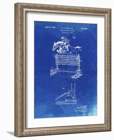 PP507-Faded Blueprint Equestrian Training Oxer Patent Poster-Cole Borders-Framed Giclee Print