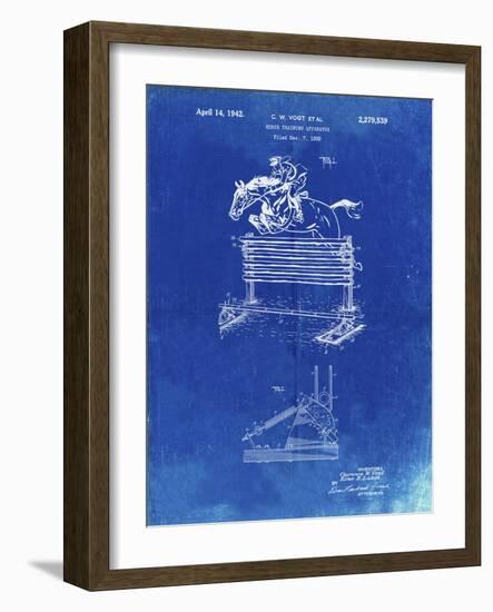 PP507-Faded Blueprint Equestrian Training Oxer Patent Poster-Cole Borders-Framed Giclee Print