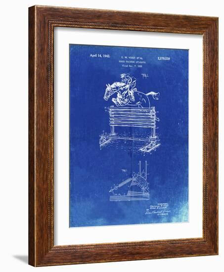 PP507-Faded Blueprint Equestrian Training Oxer Patent Poster-Cole Borders-Framed Giclee Print