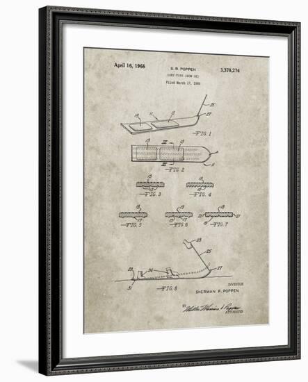 PP508-Sandstone Snurfer Poppen First Modern Snowboard Patent Poster-Cole Borders-Framed Giclee Print