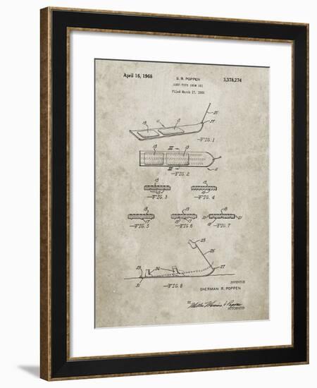 PP508-Sandstone Snurfer Poppen First Modern Snowboard Patent Poster-Cole Borders-Framed Giclee Print