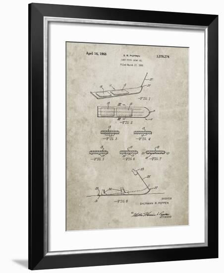 PP508-Sandstone Snurfer Poppen First Modern Snowboard Patent Poster-Cole Borders-Framed Giclee Print