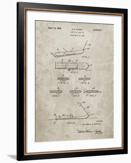 PP508-Sandstone Snurfer Poppen First Modern Snowboard Patent Poster-Cole Borders-Framed Giclee Print