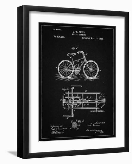 PP51-Vintage Black Bicycle Gearing 1894 Patent Poster-Cole Borders-Framed Giclee Print