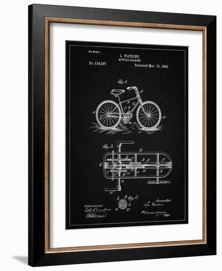 PP51-Vintage Black Bicycle Gearing 1894 Patent Poster-Cole Borders-Framed Giclee Print