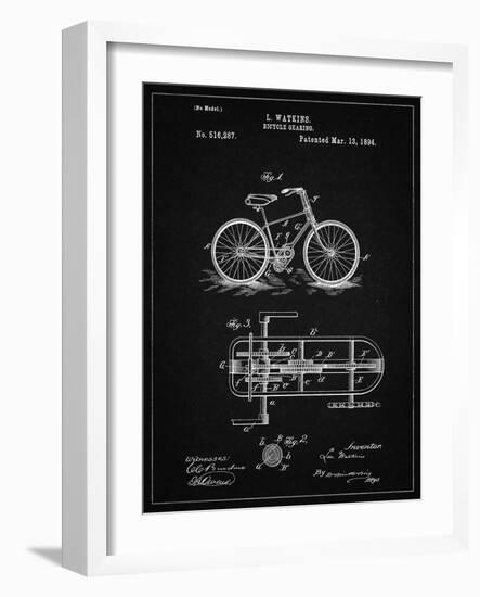 PP51-Vintage Black Bicycle Gearing 1894 Patent Poster-Cole Borders-Framed Giclee Print