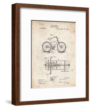 PP51-Vintage Parchment Bicycle Gearing 1894 Patent Poster-Cole Borders-Framed Giclee Print