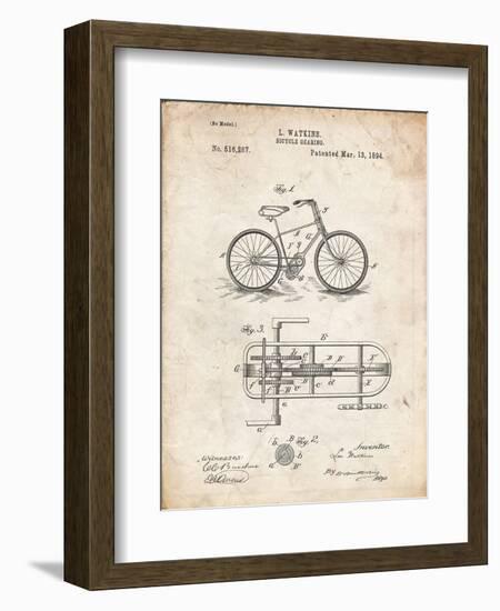 PP51-Vintage Parchment Bicycle Gearing 1894 Patent Poster-Cole Borders-Framed Giclee Print