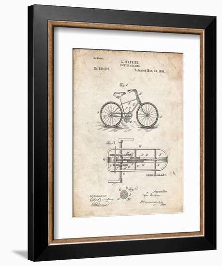 PP51-Vintage Parchment Bicycle Gearing 1894 Patent Poster-Cole Borders-Framed Giclee Print