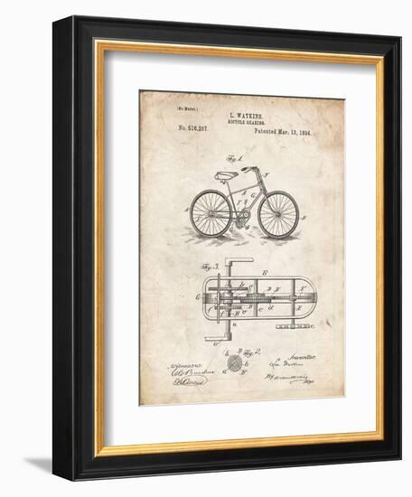 PP51-Vintage Parchment Bicycle Gearing 1894 Patent Poster-Cole Borders-Framed Giclee Print