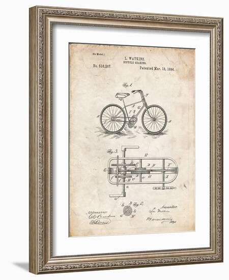 PP51-Vintage Parchment Bicycle Gearing 1894 Patent Poster-Cole Borders-Framed Giclee Print