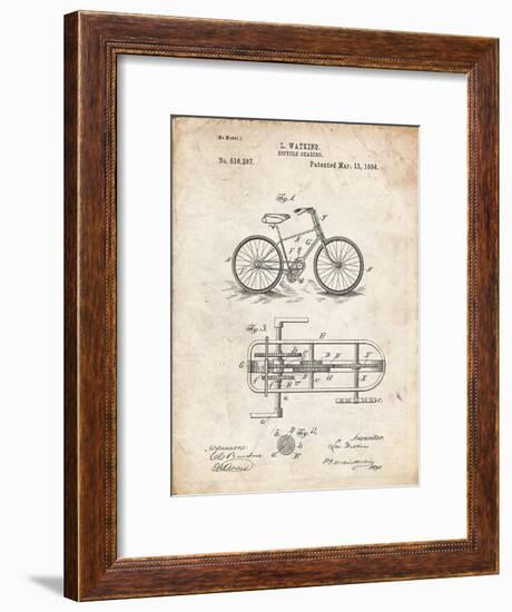 PP51-Vintage Parchment Bicycle Gearing 1894 Patent Poster-Cole Borders-Framed Giclee Print