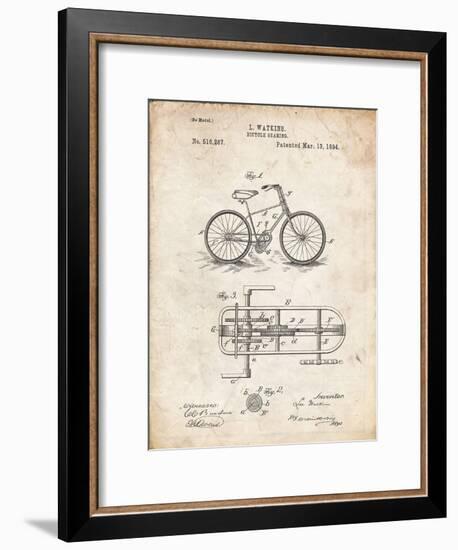 PP51-Vintage Parchment Bicycle Gearing 1894 Patent Poster-Cole Borders-Framed Giclee Print