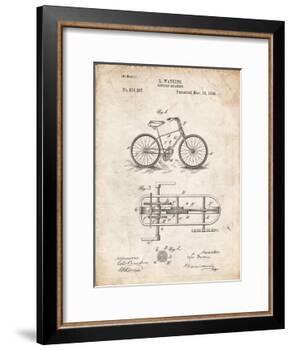 PP51-Vintage Parchment Bicycle Gearing 1894 Patent Poster-Cole Borders-Framed Giclee Print