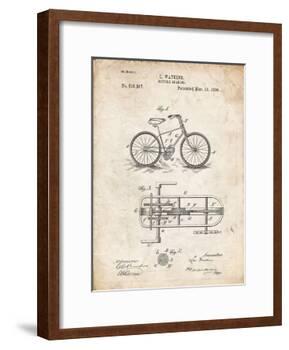 PP51-Vintage Parchment Bicycle Gearing 1894 Patent Poster-Cole Borders-Framed Giclee Print