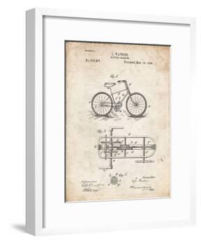 PP51-Vintage Parchment Bicycle Gearing 1894 Patent Poster-Cole Borders-Framed Giclee Print