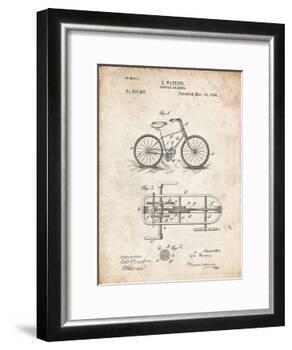 PP51-Vintage Parchment Bicycle Gearing 1894 Patent Poster-Cole Borders-Framed Giclee Print