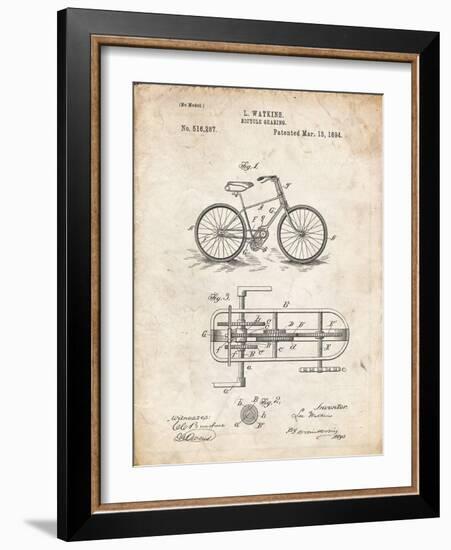 PP51-Vintage Parchment Bicycle Gearing 1894 Patent Poster-Cole Borders-Framed Giclee Print