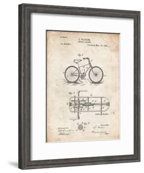 PP51-Vintage Parchment Bicycle Gearing 1894 Patent Poster-Cole Borders-Framed Giclee Print