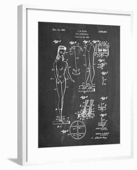 PP512-Chalkboard Barbie Doll Original Patent Poster-Cole Borders-Framed Giclee Print