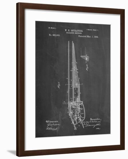 PP513-Chalkboard The Ostrander Shotgun Patent Poster-Cole Borders-Framed Giclee Print