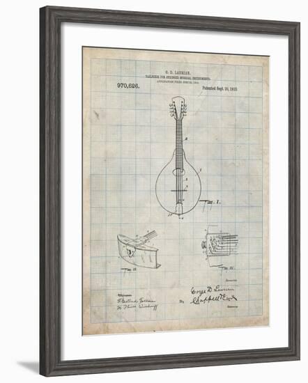 PP514-Antique Grid Parchment Gibson Mandolin Tailpiece Patent Poster-Cole Borders-Framed Giclee Print