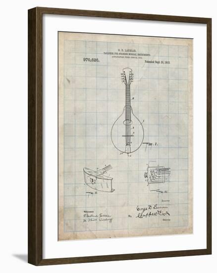 PP514-Antique Grid Parchment Gibson Mandolin Tailpiece Patent Poster-Cole Borders-Framed Giclee Print