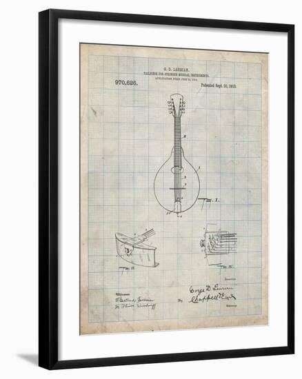 PP514-Antique Grid Parchment Gibson Mandolin Tailpiece Patent Poster-Cole Borders-Framed Giclee Print