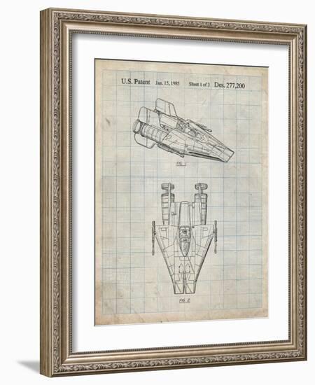 PP515-Antique Grid Parchment Star Wars RZ-1 A Wing Starfighter Patent Print-Cole Borders-Framed Giclee Print