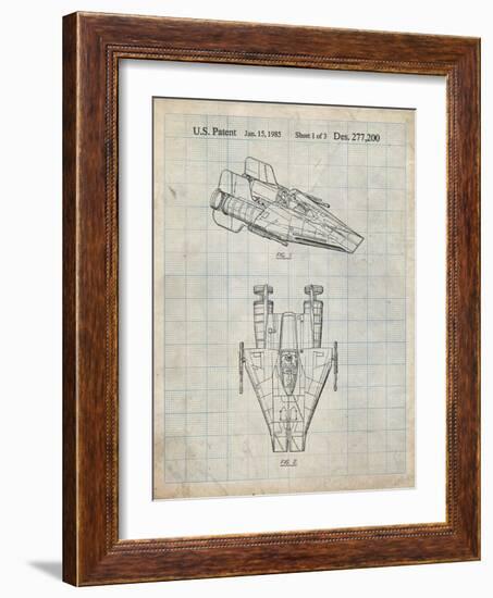 PP515-Antique Grid Parchment Star Wars RZ-1 A Wing Starfighter Patent Print-Cole Borders-Framed Giclee Print