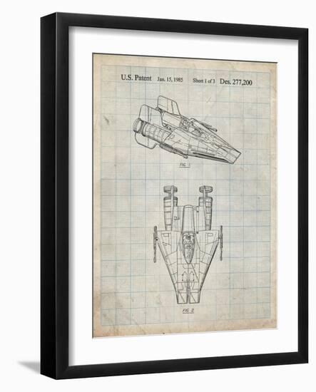 PP515-Antique Grid Parchment Star Wars RZ-1 A Wing Starfighter Patent Print-Cole Borders-Framed Giclee Print