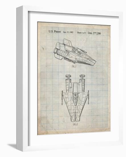 PP515-Antique Grid Parchment Star Wars RZ-1 A Wing Starfighter Patent Print-Cole Borders-Framed Giclee Print