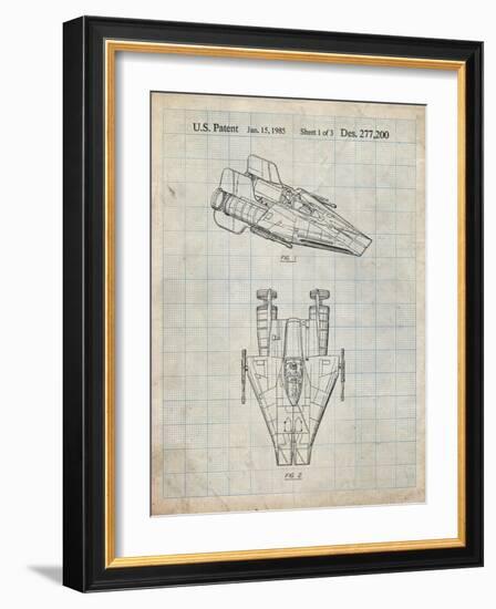 PP515-Antique Grid Parchment Star Wars RZ-1 A Wing Starfighter Patent Print-Cole Borders-Framed Giclee Print