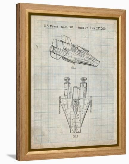 PP515-Antique Grid Parchment Star Wars RZ-1 A Wing Starfighter Patent Print-Cole Borders-Framed Premier Image Canvas