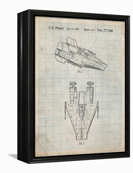 PP515-Antique Grid Parchment Star Wars RZ-1 A Wing Starfighter Patent Print-Cole Borders-Framed Premier Image Canvas
