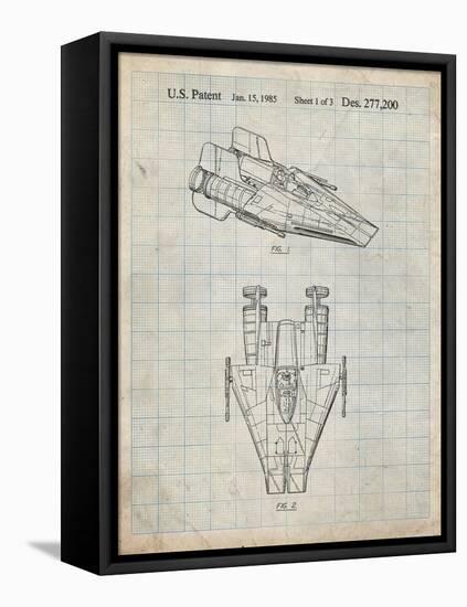 PP515-Antique Grid Parchment Star Wars RZ-1 A Wing Starfighter Patent Print-Cole Borders-Framed Premier Image Canvas