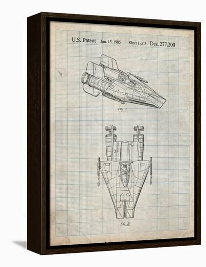 PP515-Antique Grid Parchment Star Wars RZ-1 A Wing Starfighter Patent Print-Cole Borders-Framed Premier Image Canvas