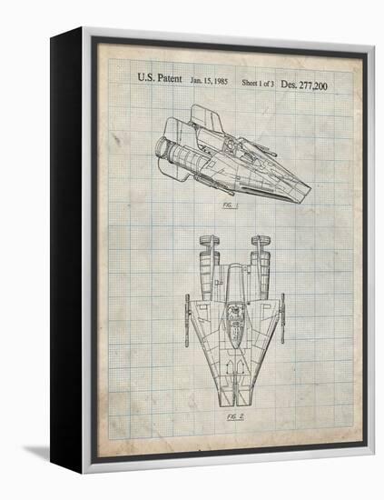 PP515-Antique Grid Parchment Star Wars RZ-1 A Wing Starfighter Patent Print-Cole Borders-Framed Premier Image Canvas