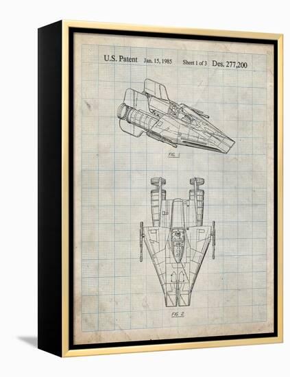 PP515-Antique Grid Parchment Star Wars RZ-1 A Wing Starfighter Patent Print-Cole Borders-Framed Premier Image Canvas