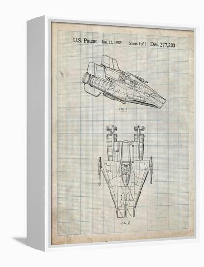 PP515-Antique Grid Parchment Star Wars RZ-1 A Wing Starfighter Patent Print-Cole Borders-Framed Premier Image Canvas