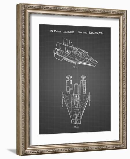 PP515-Black Grid Star Wars RZ-1 A Wing Starfighter Patent Print-Cole Borders-Framed Giclee Print